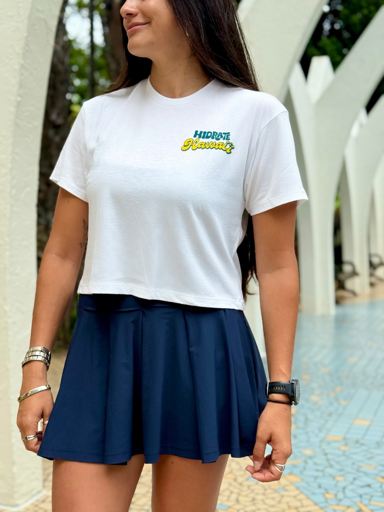 Life in Motion Crop Tee (White)